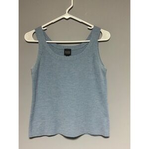 EILEEN FISHER Petite Blue Scoop Neck Sleeveless 100% Merino Wool Tank Top PS